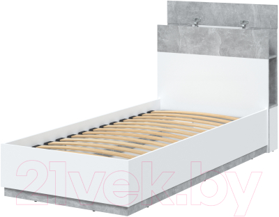 Односпальная кровать Интерлиния Quartz QZ-К90 (белый платинум/бетон)