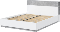 Двуспальная кровать Интерлиния Quartz QZ-К160 (белый платинум/бетон) - 