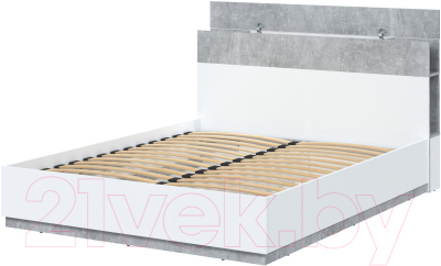 Двуспальная кровать Интерлиния Quartz QZ-К160 (белый платинум/бетон)