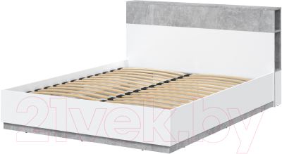 Двуспальная кровать Интерлиния Quartz QZ-К160 (белый платинум/бетон)