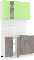 Кухонный гарнитур Кортекс-мебель Корнелия Лира-лайт 1.2м без столешницы (зеленый/оникс) - 