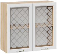 Шкаф навесной для кухни ТриЯ Бьянка 1В8С (дуб крафт золотой/дуб белый) - 
