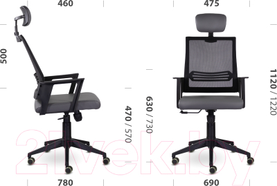 Кресло офисное UTFC Аэро М-808 PL (E01-к/NET202/S-0422/черный/темно-серый)