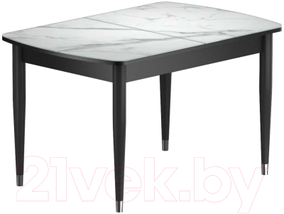 Обеденный стол Васанти Плюс БРФ 100/132x60/1Р (белый мрамор мателак/опоры черные)