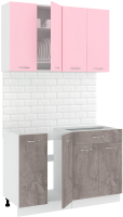 Готовая кухня Кортекс-мебель Корнелия Лира-лайт 1.2м без столешницы (розовый/оникс) - 