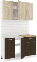 Кухонный гарнитур Кортекс-мебель Корнелия Лира-лайт 1.3м (дуб сонома/венге/дуб бунратти) - 