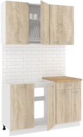 Кухонный гарнитур Кортекс-мебель Корнелия Лира-лайт 1.3м (дуб сонома/дуб бунратти) - 