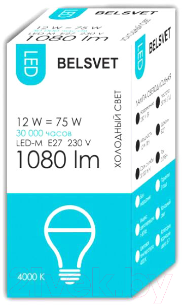 Лампа Belsvet 12W 220V E27 4000К LED-M A60