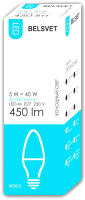 

Лампа Belsvet, 5W 220V E27 4000K LED-М C37