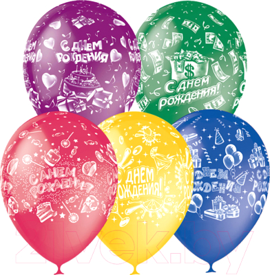 Набор воздушных шаров ПатиБум С Днем Рождения / 4690296041014 (25шт)