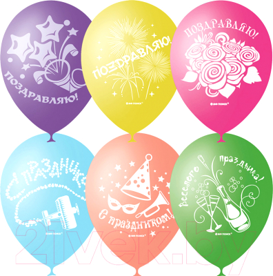 Набор воздушных шаров ПатиБум Праздничная тематика М12/30см / 4690296041373 (50шт)