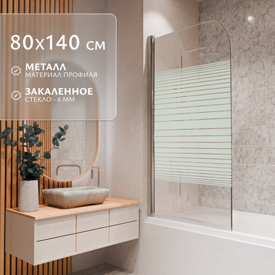 Стеклянная шторка для ванны Saniteco SN-21-Line (140x80) - 