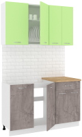 Готовая кухня Кортекс-мебель Корнелия Лира-лайт 1.3м (зеленый/оникс/дуб бунратти) - 