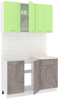 Готовая кухня Кортекс-мебель Корнелия Лира-лайт 1.3м (зеленый/оникс/королевский опал) - 