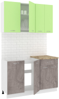 Готовая кухня Кортекс-мебель Корнелия Лира-лайт 1.3м (зеленый/оникс/мадрид) - 