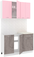 Кухонный гарнитур Кортекс-мебель Корнелия Лира-лайт 1.3м (розовый/оникс/королевский опал) - 