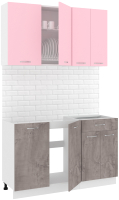 Кухонный гарнитур Кортекс-мебель Корнелия Лира-лайт 1.3м без столешницы (розовый/оникс) - 
