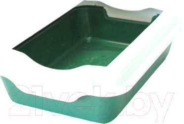 Туалет-лоток Homecat Бюджет с бортиком 37x27x11.5см (зеленый)