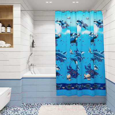 Изображение товара Шторка-занавеска для ванны FORA Косатки PH60