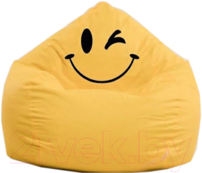 Бескаркасное кресло Devi Bag Груша XL П-14 (желтый/смайл)