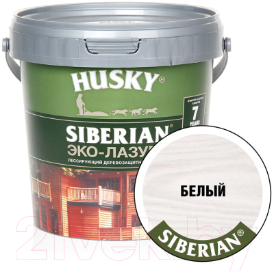 Лазурь для древесины Husky Siberian Эко-Лазурь Полуматовая (900мл, белый)