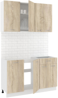 Кухонный гарнитур Кортекс-мебель Корнелия Лира-лайт 1.3м без столешницы (дуб сонома) - 