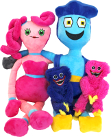 Набор мягких игрушек SunRain Семейка Папа и Мама Хаги Ваги и Киси Миси (розовый/синий) - 