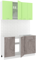 Кухонный гарнитур Кортекс-мебель Корнелия Лира-лайт 1.3м без столешницы (зеленый/оникс) - 