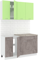 Готовая кухня Кортекс-мебель Корнелия Лира-лайт 1.4м (зеленый/оникс/марсель) - 