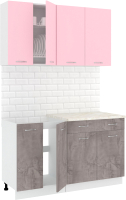 Готовая кухня Кортекс-мебель Корнелия Лира-лайт 1.4м (розовый/оникс/королевский опал) - 