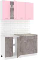 Готовая кухня Кортекс-мебель Корнелия Лира-лайт 1.4м (розовый/оникс/марсель) - 