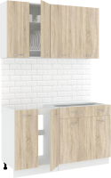 Кухонный гарнитур Кортекс-мебель Корнелия Лира-лайт 1.4м без столешницы (дуб сонома) - 