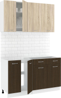 Кухонный гарнитур Кортекс-мебель Корнелия Лира-лайт 1.4м без столешницы (дуб сонома/венге) - 