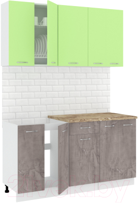 Готовая кухня Кортекс-мебель Корнелия Лира-лайт 1.5м (зеленый/оникс/мадрид)