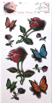 Набор временных татуировок Lukky Fashion / Т21481 (бабочки/розы)