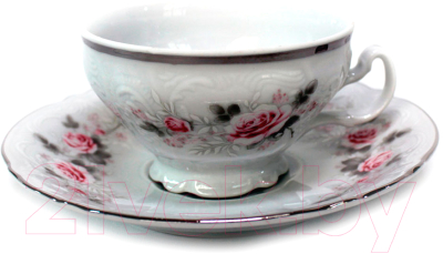 Чашка с блюдцем Thun 1794 Bernadotte Бледные розы / БЕР0045