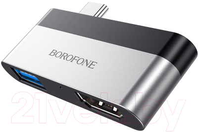 Адаптер Borofone DH2 Type-C - USB 3.0 + HDMI (металлик)