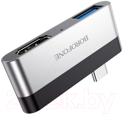 Адаптер Borofone DH2 Type-C - USB 3.0 + HDMI (металлик)