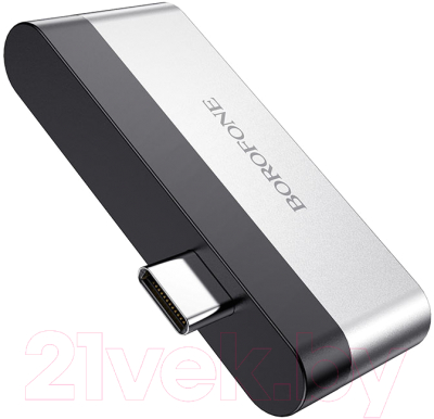 Адаптер Borofone DH2 Type-C - USB 3.0 + HDMI (металлик)