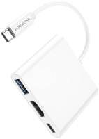 

Адаптер Borofone, DH4 Type-C to USB3.0+HDMI+PD