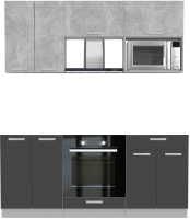 Кухонный гарнитур Интерлиния Мила Лайт 1.8 ВТ без столешницы (бетон/антрацит) - 
