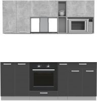 Кухонный гарнитур Интерлиния Мила Лайт 2.0 ВТ без столешницы (бетон/антрацит) - 
