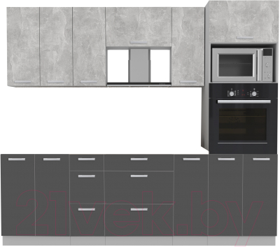 Готовая кухня Интерлиния Мила Лайт 2.4 ВТ без столешницы (бетон/антрацит)