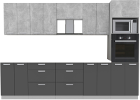 Кухонный гарнитур Интерлиния Мила Лайт 3.0 ВТ без столешницы (бетон/антрацит) - 