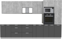 Кухонный гарнитур Интерлиния Мила Лайт 3.4 ВТ без столешницы (бетон/антрацит) - 