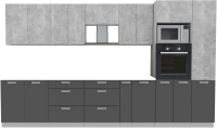 Кухонный гарнитур Интерлиния Мила Лайт 3.6 ВТ без столешницы (бетон/антрацит) - 