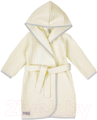 Халат детский Amarobaby Waffle с капюшоном / AB-OD22-WAF2502/33-110 (молочный, р. 110-116)