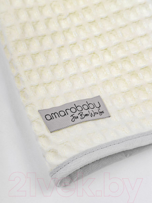 Халат детский Amarobaby Waffle с капюшоном / AB-OD22-WAF2502/33-110 (молочный, р. 110-116)