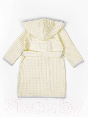 Халат детский Amarobaby Waffle с капюшоном / AB-OD22-WAF2502/33-110 (молочный, р. 110-116)