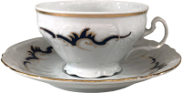 Чашка с блюдцем Thun 1794 Синие вензеля Отводка золото / БЕР0485 - 